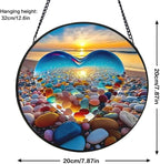 Stained Glass Window Suncatcher 7.8 Inch Colorful Hanging Decor, Nature Art Gift for Mom, Grandma & Women