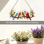 Stained Glass Hummingbird Suncatcher, Colorful Bird on Branch Window Hanging, Floral Home Decor Gift