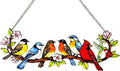 Stained Glass Hummingbird Suncatcher, Colorful Bird on Branch Window Hanging, Floral Home Decor Gift