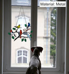 Six Birds Cardinal Metal Window Hanging, Multicolor Bird on a Wire Decor, Handmade Garden Gift, 21CM