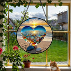 Stained Glass Window Suncatcher 7.8 Inch Colorful Hanging Decor, Nature Art Gift for Mom, Grandma & Women