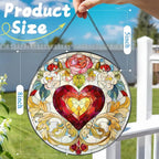 8 Inch Valentine Heart Stained Glass Window Suncatcher, Colorful Hanging Decor & Romantic Gift