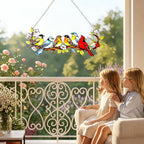 Stained Glass Hummingbird Suncatcher, Colorful Bird on Branch Window Hanging, Floral Home Decor Gift