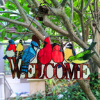 Birds on Branch Stained Glass Suncatcher, 8 Colorful Birds Window Hanging, Cardinal Hummingbird Gift